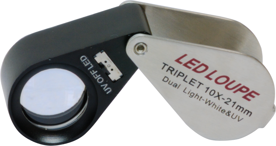 Triplete de lupa de joyero LED/UV